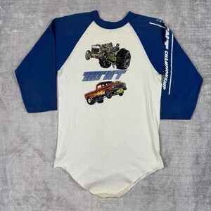 Vintage TNT Championship Shirt Mens Medium White Raglan 80s Hot Rod Pull Racing